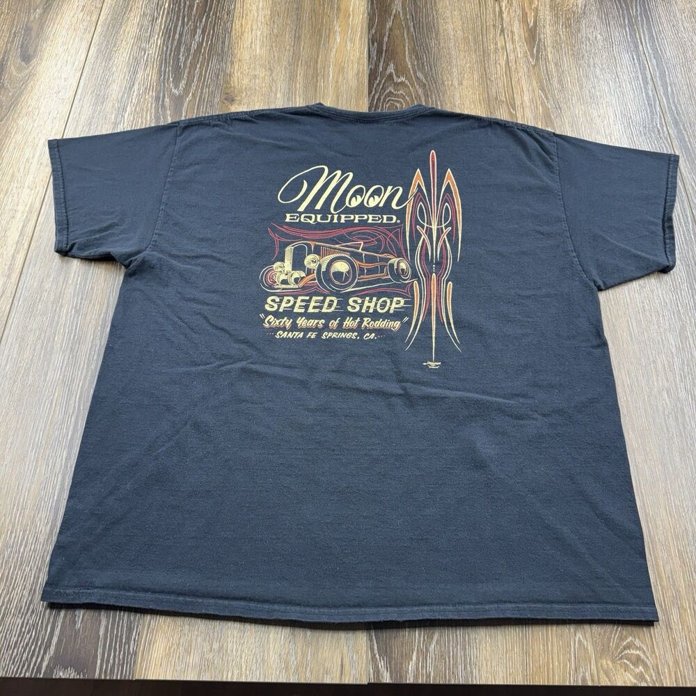 Vintage Moon Equipped Shirt Mens XXL Black Speed Shop Hot Rod Race Mooneyes Y2K - Picture 3 of 13